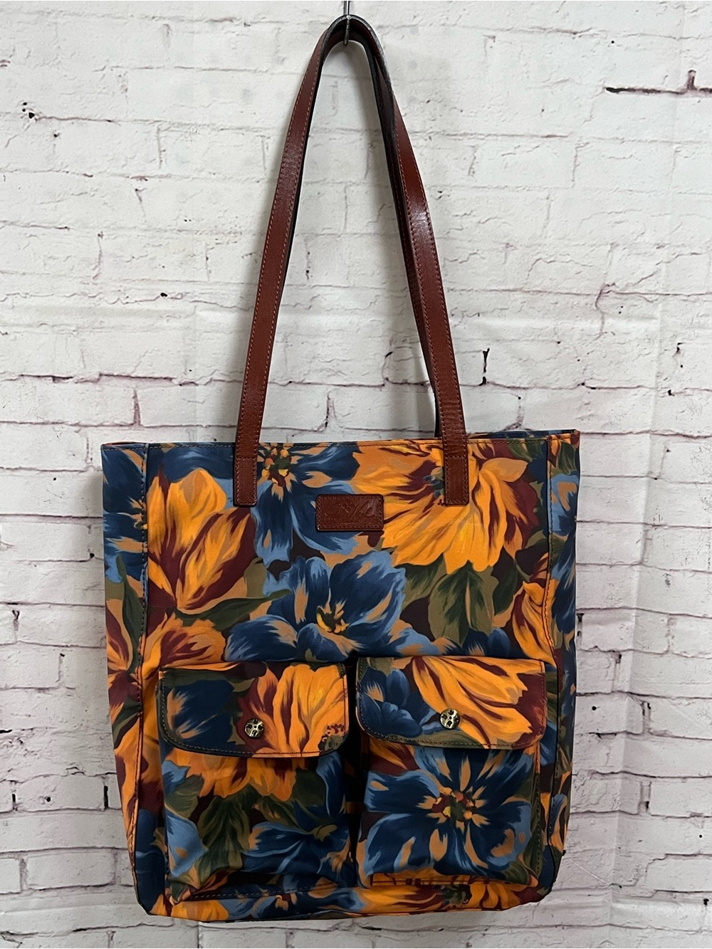 PATRICIA NASH Sorlana Marigold Harvest Travel Tote Coated Canvas Leather Laptop